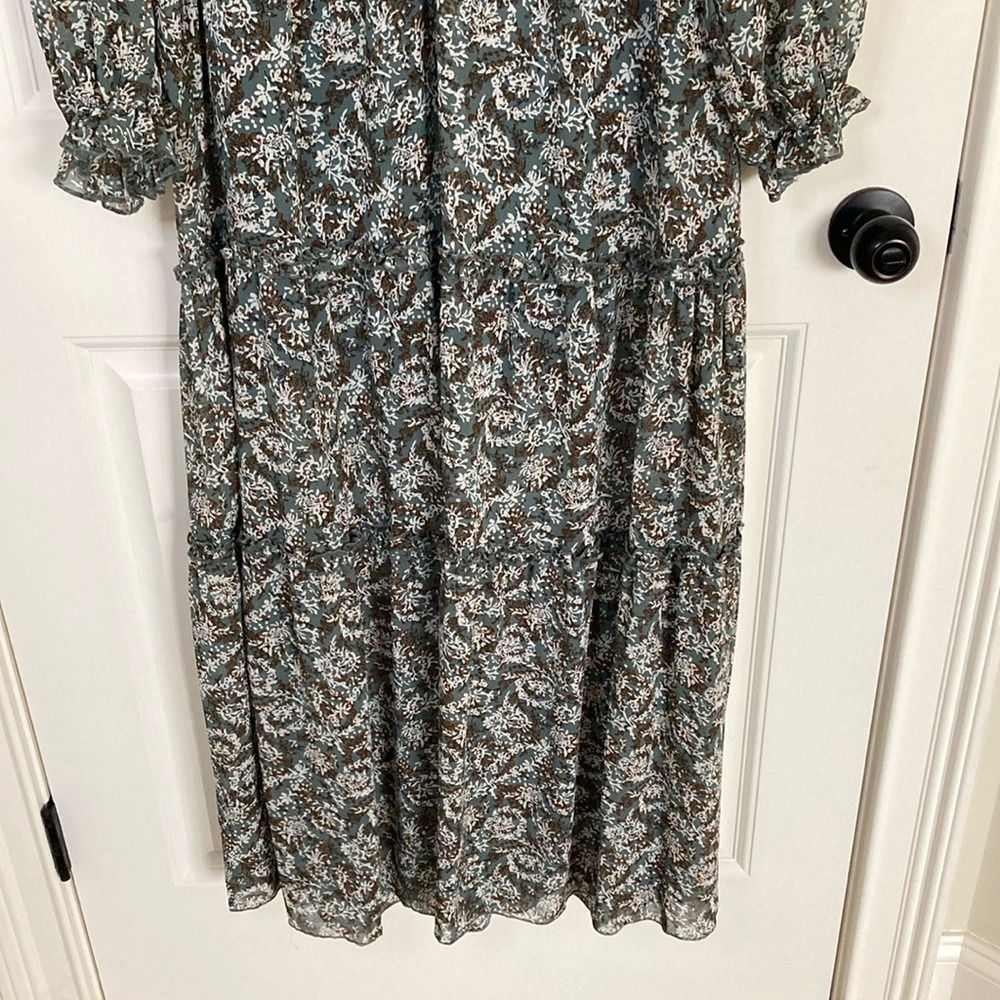 Bae Vely Womens Floral Long Sleeve Tiered Maxi Dress Size M Green Cottagecore - Picture 4 of 14